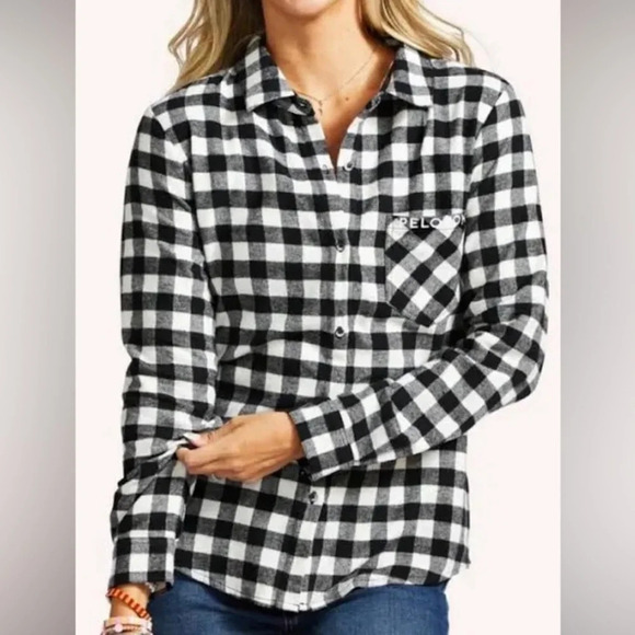 Peloton Cotton Flannel Buffalo Check Button Front Long Sleeve Shirt - Medium - Picture 1 of 8